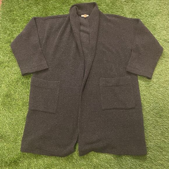 Oversized Charcoal Gray Wool Blend Eileen Fisher Thick Open Cardigan Size Small - Picture 6 of 7